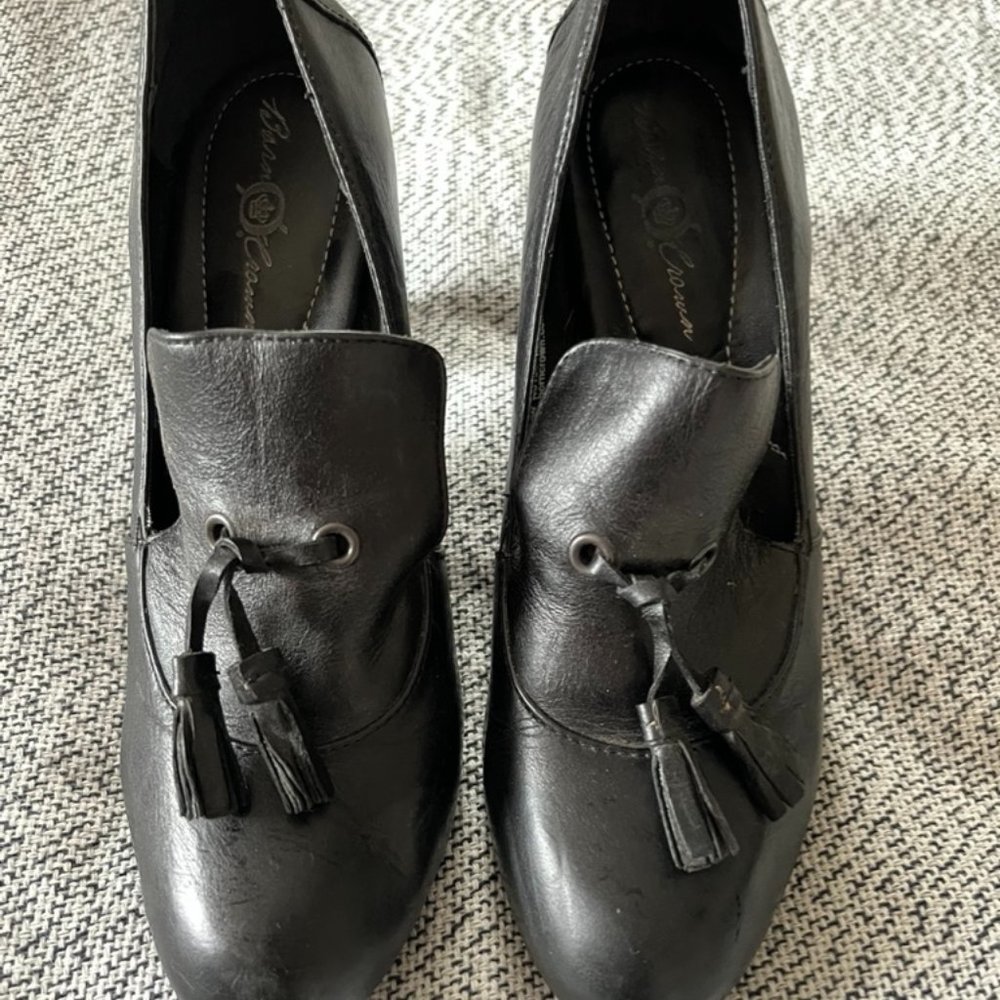 Born Crown “Kylin” Leather Tassel Loafer Pump - Black - Size 8 US